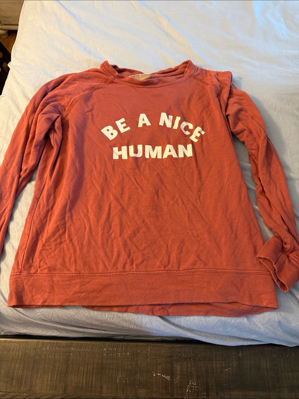 Coral Crewneck Sweatshirt - 'Be A Nice Human'